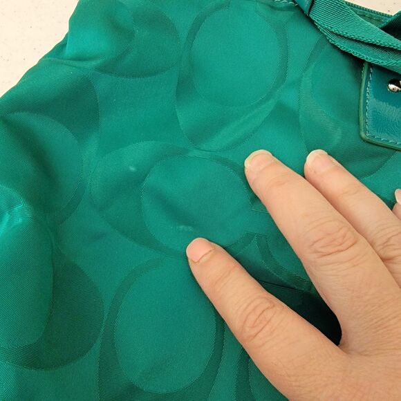 Coach Signature Getaway Packable Weekender Bag w/ Toiletries Bag Green Teal - Picture 7 of 14